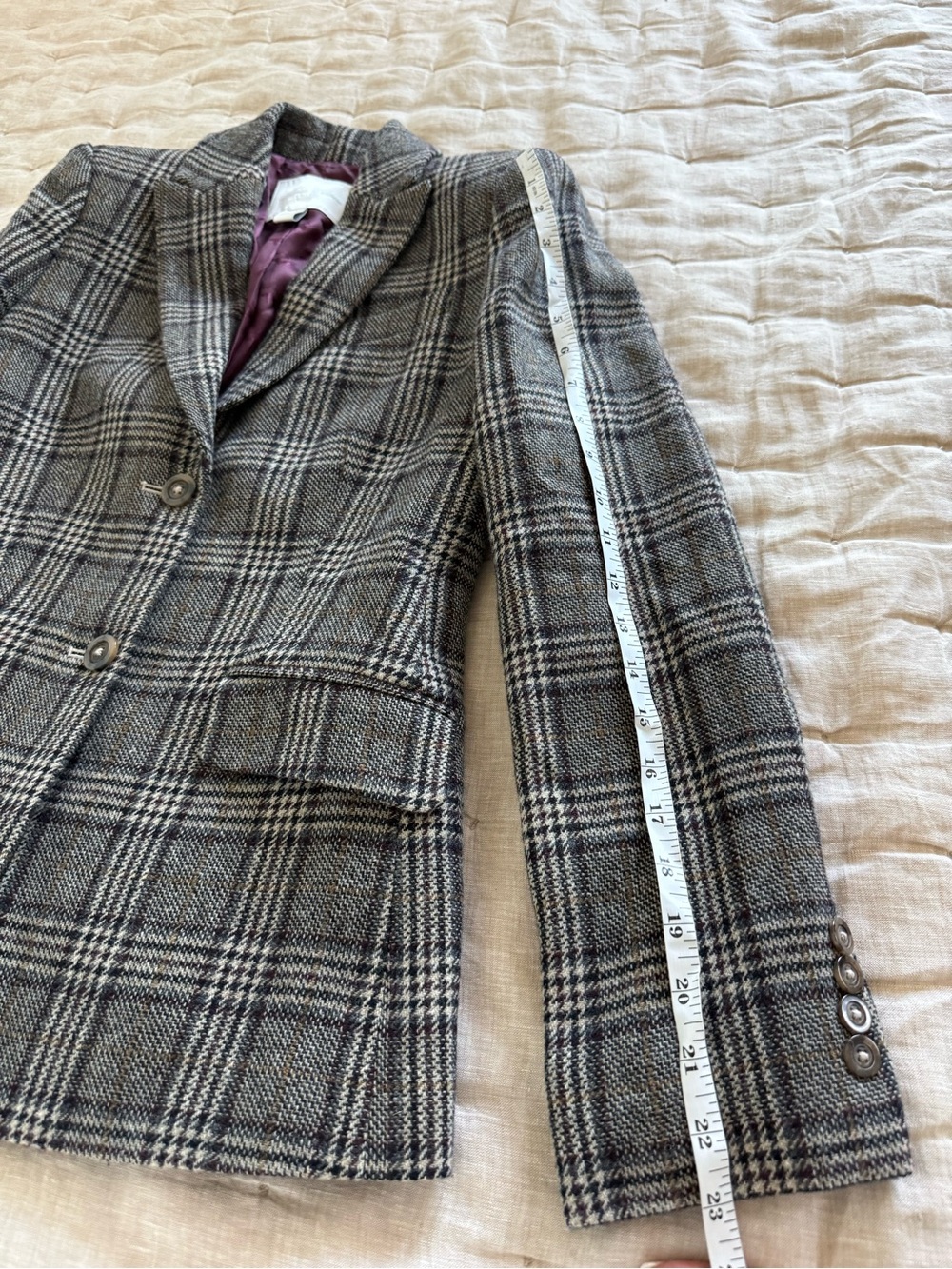 Brooks Brothers Peak Lapel Blazer Jacket in Glen Plaid Wool Moon Fabric Size 4 - Picture 8 of 16